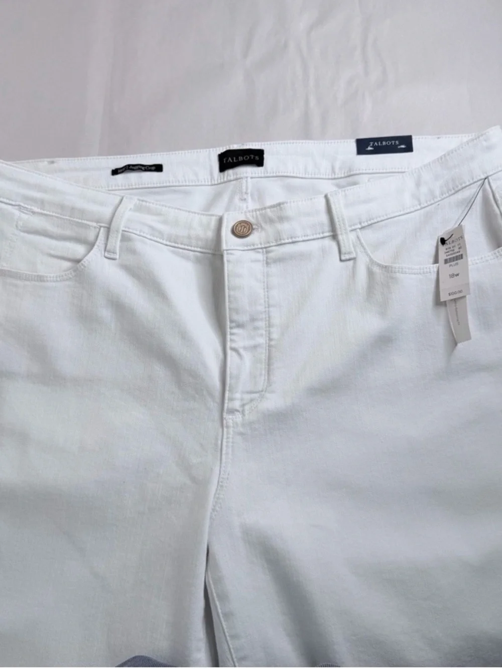 New Talbots White Jegging Crop 18W Plus High-waist Slimming Panel